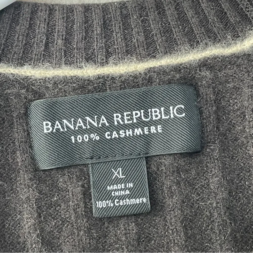 Banana Republic Sweater cashmere crew ribbed knit mens Brown (xlarge) classic